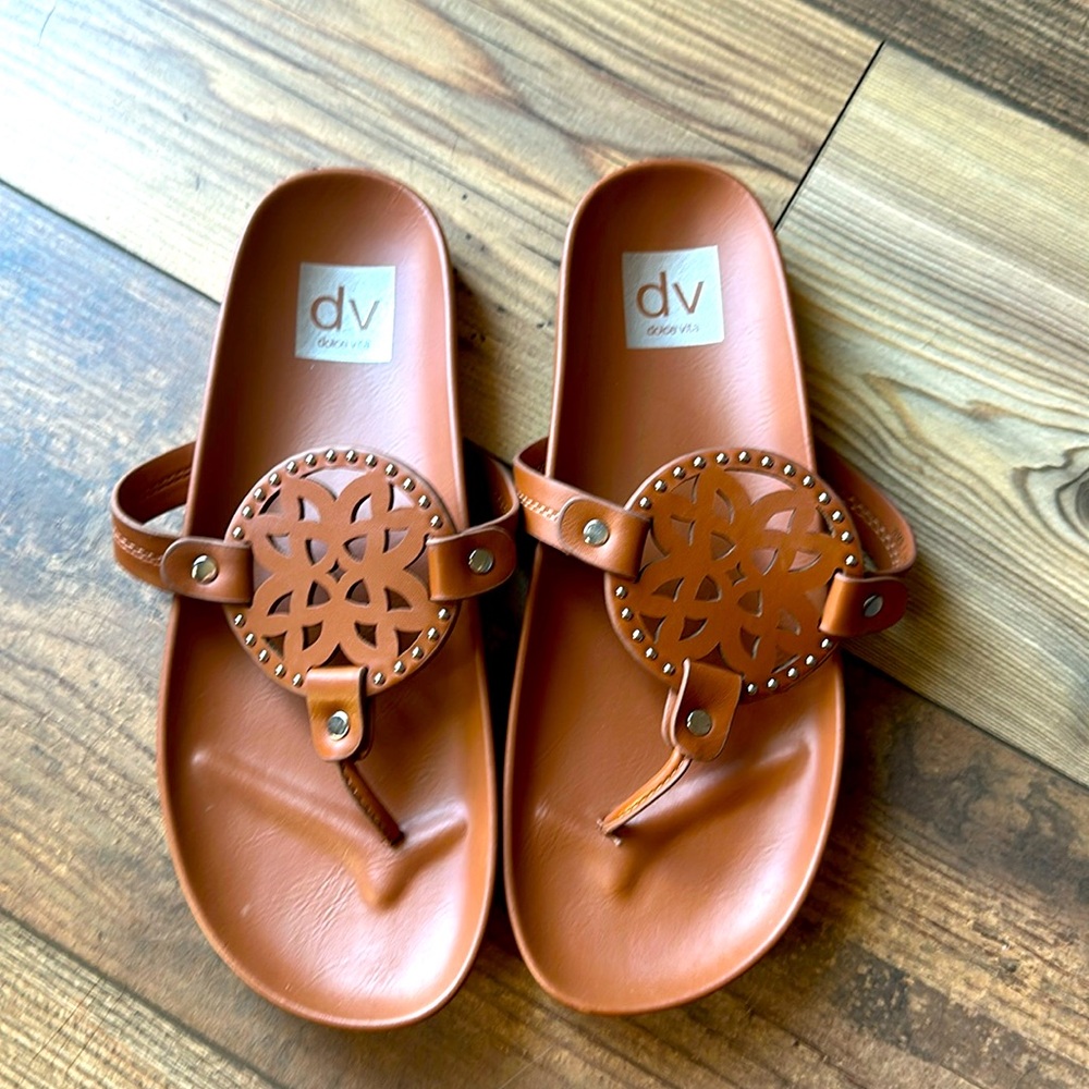DV by Dolce Vita leather medallion flip flops
